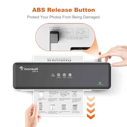 Bonsaii Laminator Machine with 5 Laminating Sheets, 9 Inch Thermal Laminating Machine for Doc/Posters/Photos, Compact Laminator for Home Office School, L421-Grey