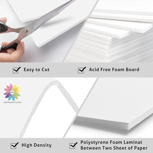 11x17 White Foam Core Boards Pack of 25 - 1/8" Thick Mounting and Craft Boards