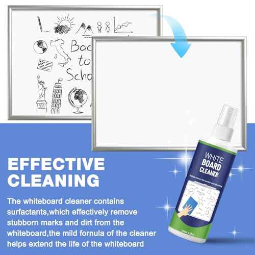 12 Pack Whiteboard Cleaner Spray 8.5oz Dry Erase Board Cleaner with 6 Cloths Non Toxic Dry Erase Cleaner Removes Stubborn Marks from Whiteboards