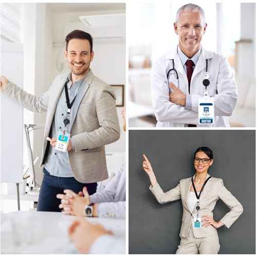 3 Pack Lanyards for ID Badges Holder Retractable Lanyards for Cruise Ship Cards Badge Reel Clip with ID Holders Clear Waterproof