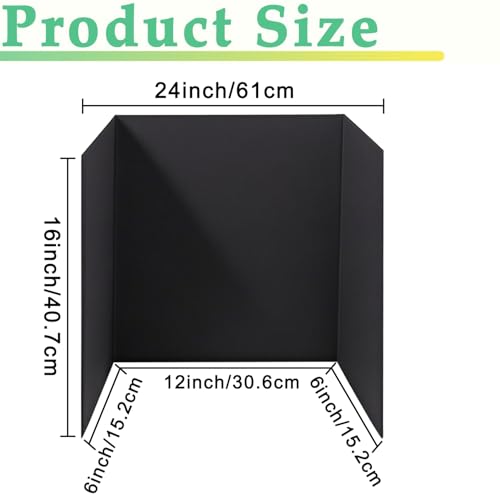 Black 3-Pack Trifold Display Boards 24x16 Inches for Classroom & Exhibits