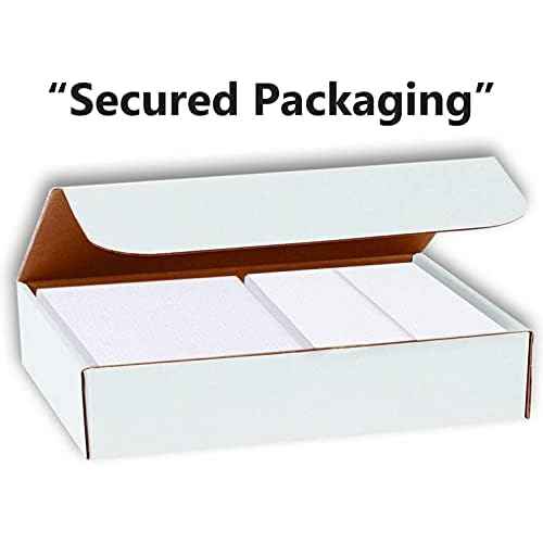 Hamilco Blank Cards and Envelopes - Flat 5" x 7" Linen White Cardstock Thick Paper 100lb Cover 100 Pack