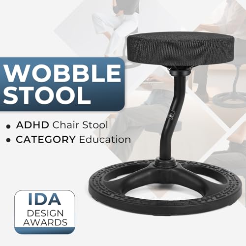 Upaloop 19 Inch ADHD Wobble Chair, Black – Flexible Seating for Stability, Yoga, Desk