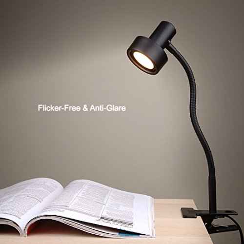 O¡¯Bright Luxor - Dimmable LED Desk Lamp with Gooseneck (Black-Clip on)