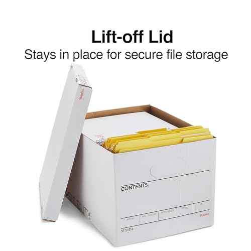 STAPLES Storage & Filing Box, Basic-Duty with Handles & Removeable Lid, Letter & Legal Size Documents, Stackable, 20-Pack, White/Black