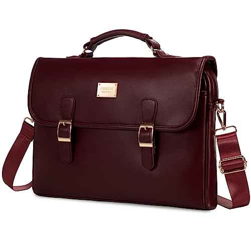 LOVEVOOK Laptop Bag for Women 15.6 Inch Waterproof Leather Computer Briefcase Large Laptop Carrying Case for Business Casual or College
