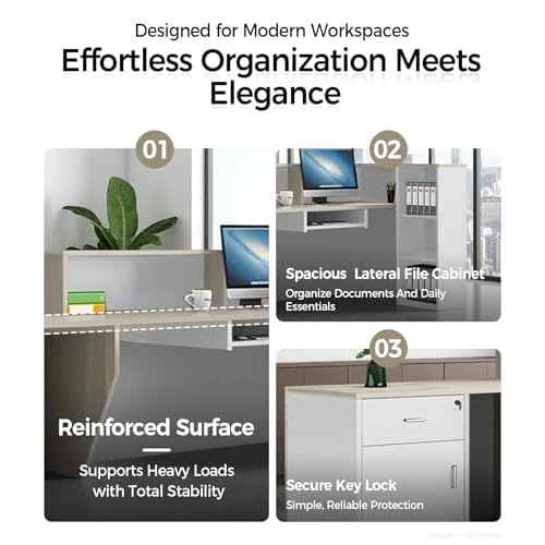Modern L-Shaped Reception Desk with Storage - 79" Front Desk Reception Counter with Lockable Drawer, Storage Cabinets, Keyboard Tray & Modesty Panel for Office, Lobby, Salon, Retail Checkout, Left