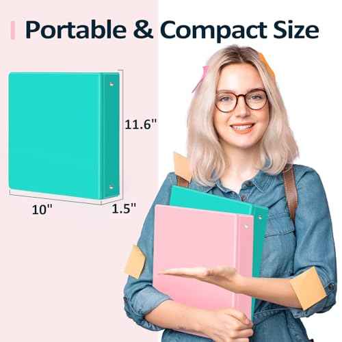 BinderX Extra Durable 3 Ring Binder, Round Rings 1 Inch Binder, Fits 175 Sheets of 8.5x11 Paper, Customizable View Cover with Inside Pockets, Cute 1" Binders, 1 Inch Binders 3 Ring, Pink