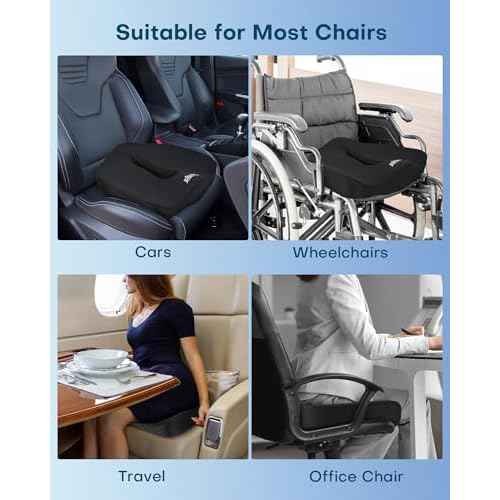 Feagar Memory Foam Seat Cushion for Office Chairs Desk, Gaming Chair Pad Tailbone Comfort Support Mesh Cover Dense Hip Sciatica Car Seat Cushion for Long Sitting Black