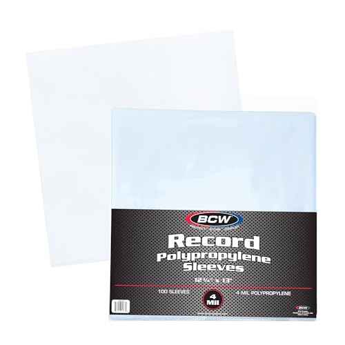BCW 4 Mil Record Sleeves (12 Inch) - 100 ct | Clear Polypropylene Vinyl Album Protectors for 33 1/3 RPM | Archival Quality, Acid-Free | Premium Outer Sleeves for Storage of Your Vinyl Collection