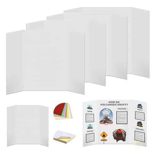Rsgift 4 Pcs Tri-fold Poster Boards 48 x 36 inches, Premium Corrugated Presentation Boards with Double Sided Tapes,Display Boards for School Project,Exhibitions, Business Presentation