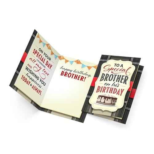 Prime Greetings Brother Birthday Card, Made in America, Eco-Friendly, Thick Card Stock with Premium Envelope 5in x 7.75in, Packaged in Presentation Mailer