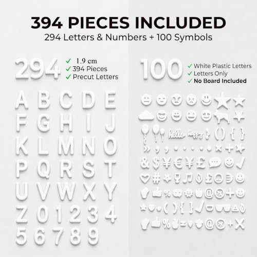 White Precut Felt Letter Board Letters 0.75 Inch Set of 394 - C CRYSTAL LEMON, White / 3/4 inch
