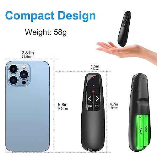 Wireless Presentation Clicker Remote for PowerPoint with Red Laser Pointer
