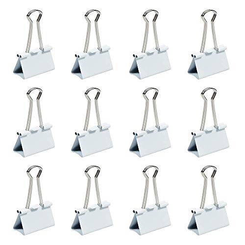 JAM Paper White Large Binder Clips 1.6in (41mm) - 12 Pack, 41mm Large Binder Clips