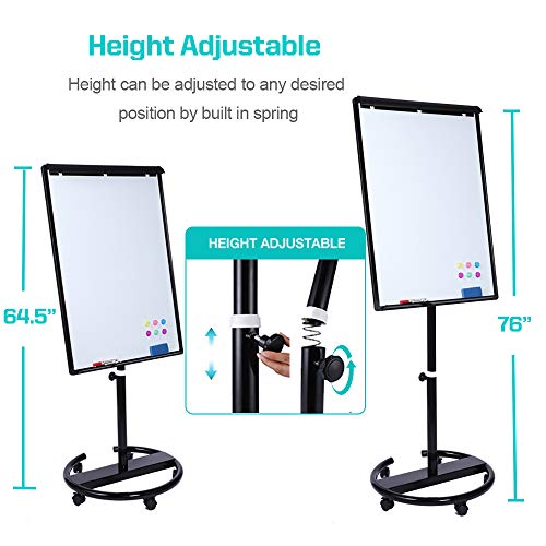 Black 40x28 Inch Mobile Magnetic Whiteboard on Wheels, Dry Erase Easel