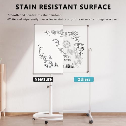 Height Adjustable Mobile Whiteboard with Circular Stand, 36x24 Inch Magnetic Dry Erase Board for Classroom & Office