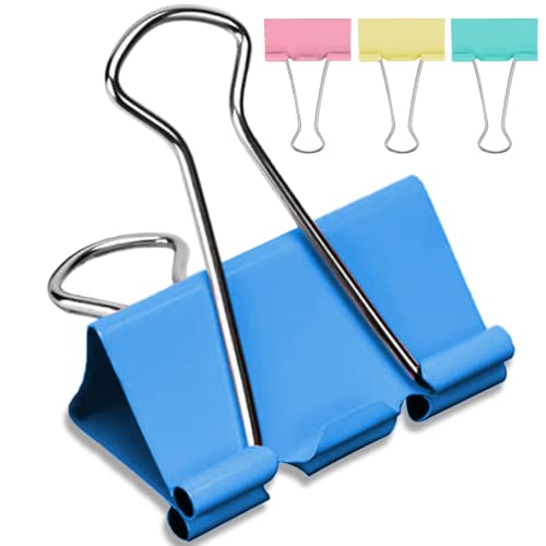 OWLKELA 24 Pack Binder Clips, 2-Inch Assorted Colors - Jumbo Steel Durable Clamps