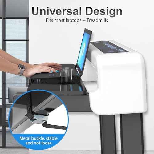 Universal Laptop Holder for Treadmill Ergonomic Platform Treadmill Laptop Desk for Notebooks, Tablets, MacBook, and More, Workstation for Treadmill Handlebars up to 31 inches with Cup Holder