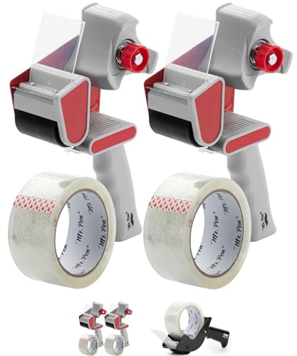 Mr. Pen Heavy Duty Packing Tape Dispenser Gun Set, 2 Pack, Red, 2-Inch Width