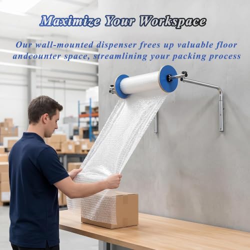 40cm Wall Mount Air Cushion Wrap Dispenser Roll Holder for Packing & Shipping