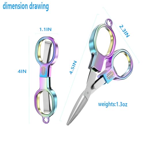 2PCS Folding Scissors, Stainless Steel Safety Portable Mini Travel Small Scissors, Foldable Pocket Badge Scissor, Suitable for Travel, Home, Office, Craft, Sewing, Nurse Accessories