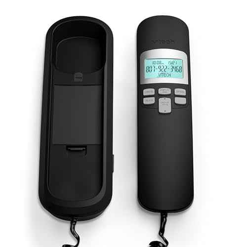 VTech CD1113 Corded Phone for Home Office - Easy-to-Use Telephone with Caller ID/Call Waiting, 13 Speed Dial Keys, No AC Power Required, Flash, Volume Control, Hearing Aid Compatible,Wall-mount, Black