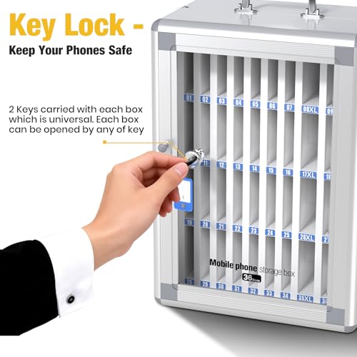36 Slots Cell Phone Storage Locker for Classroom, Portable with Key