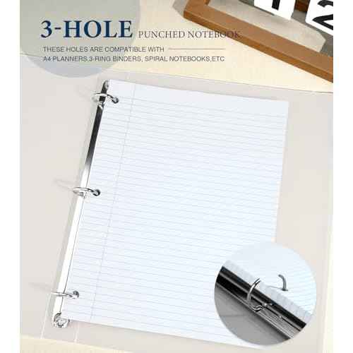 Loose Leaf Paper, Notebook Paper, 8 x 10.5 College Ruled Paper, 3 Hole Punch Binder Paper, Lined Paper for 3 Ring Binders, College Ruled Paper, 100 Sheets/Pack Filler Paper (2 Pack)