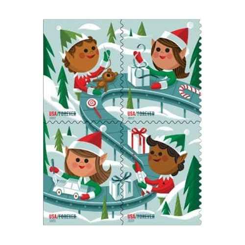 Holiday Elves Forever Postage Stamps (2 Sheet, 40 Stamps)