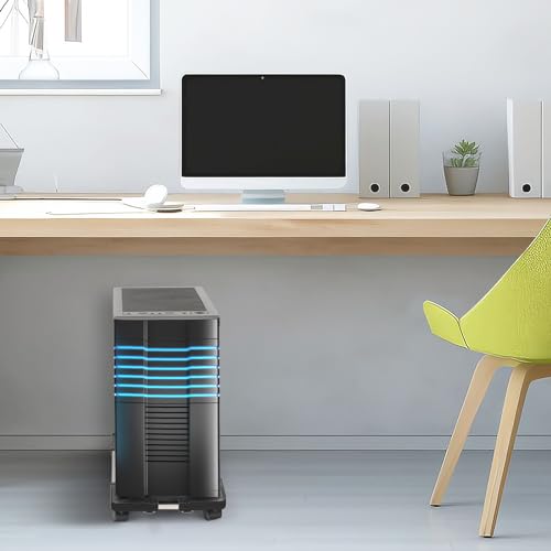 Liitrton Adjustable Black CPU Stand for Desktop Computers, Mobile Tower Holder