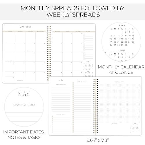 Beautiful Checkered 2025-2026 Monthly Planner and Calendar Book - To Do List Notebook That Easily Organizes Your Tasks to Boost Productivity - Runs From January 2025 Until December 2026