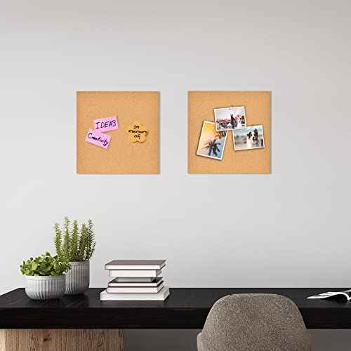 12x12 Cork Board Tiles Bulletin Board, 1/2" Thick Small Square Cork Boards for Walls, Self-Adhesive Cork Tiles for Home, Office, School, Bulletin Board Decorations(12mm,12pc)