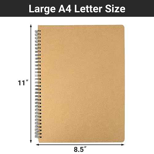 EUSOAR Spiral Journaling Notebooks, A4 6 Packs 8.5"x 11" 120 Pages Hardcover Spiral Blank Notebook, Blank Journal Unlined Notebooks Bulk for Student Office School Diary Drawing Writing-Brown