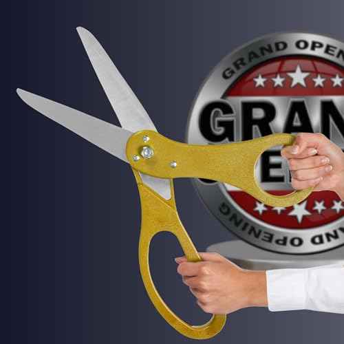 20 Inch Gold Ceremonial Ribbon Cutting Scissors ? Giant Shears Prop Big Scissors for Tape Cutting Ceremony Gold Large Shears Ribbon Trimming for Special Events Inaugurations and Ceremonies