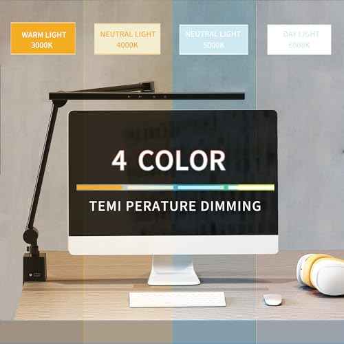 LED Desk Lamp with Clamp,Monitor Light Bar,Eye-Caring Desk Light,Ultra High Definition and Brightness Table Light,5 Modes 20 Brightness,No Screen Glare&Reduce Eye Fatigue for Reading,Study.