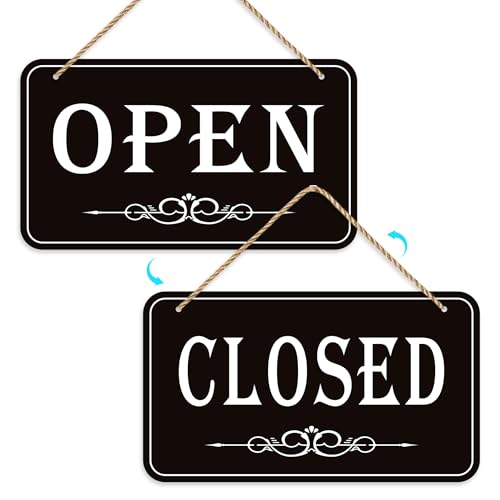 LUHIMO Open Closed Sign 021 12x6.7 Waterproof Double Sided Hanging Business Sign