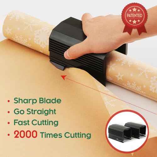 2PC Wrapping Paper Cutter Christmas Paper Roll Cutters Paper Cutter Slider Tool Set Christmas Gift Packing Wrapping Cutting Supplies for Crafting Birthday Gifts Wrap Rolls (2PC Black)