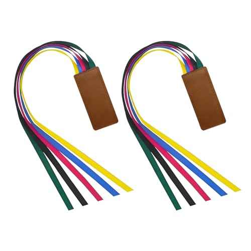 2 Pcs Bible Bookmark, Colorful Ribbon Bookmark, Artificial Leather Bible Ribbons Bookmarks, Page Markers with 5 Ribbons Colors for Books Novel Bible, Reading Lovers Students Teachers, Christmas Gift