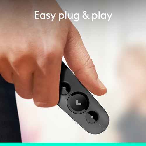 Logitech Wireless Presenter R500s, PowerPoint Clicker with Laser Pointer, Wireless Presentation Clicker Remote