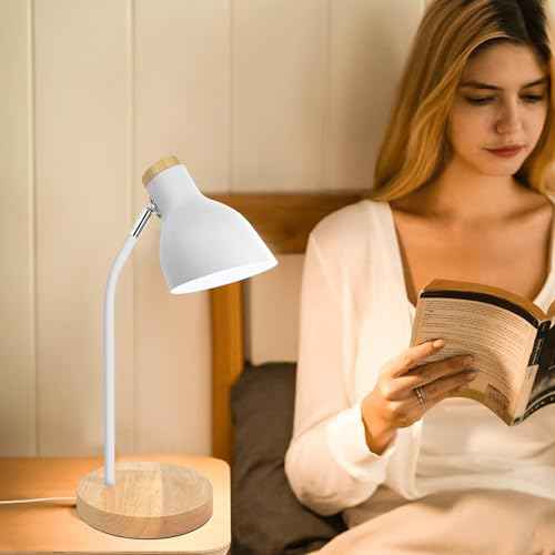 Himmel Desk Lamp, Adjustable Metal Table Lamp, Children's Table Lamp for Bedroom, Living Room, E27 Socket Reading Next to Lamp (White)