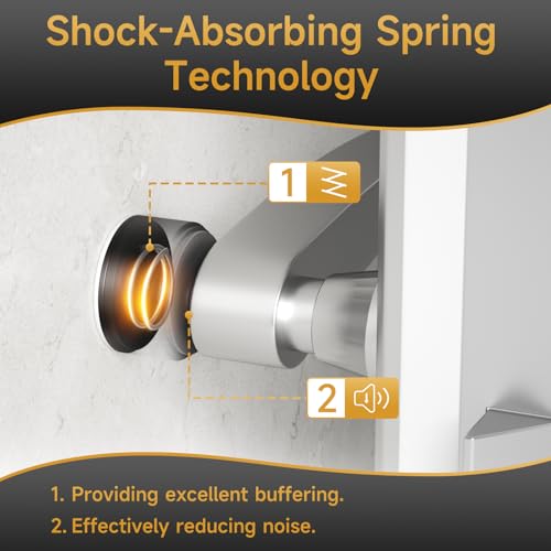 6PCS Door Stoppers for Wall Protector with Adhesive, Aluminum Door Knob Wall Protector, Spring Shock Absorption Technology, Door Bumpers for Walls, 1.38" Diameter, 0.94" Thickness