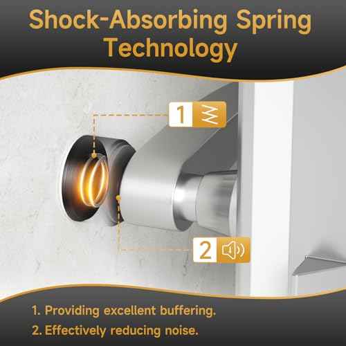 5PCS Door Stoppers for Wall Protector with Adhesive, Aluminum Door Knob Wall Protector, Spring Shock Absorption Technology, Door Bumpers for Walls, 1.38" Diameter, 0.94" Thickness