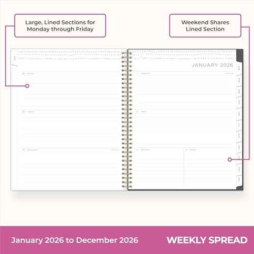 Blue Sky Kelly Ventura 2026 Weekly and Monthly Planner Calendar, January 2026 - December 2026, 8.5" x 11", Flexible Cover, Laminated Tabs, Durable Twin Wire Binding, Storage Pocket, Midnight Garden