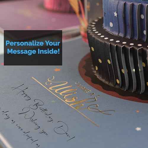 3D Pop Up Happy Birthday Cards for Men ? LED Fireworks & Music with Blow The Candle, Gold Crown, 3D Balloons, Blue Design - Happy Birthday Card for Him - Dad, Husband, Boys & Son (8.27" x 5.27")