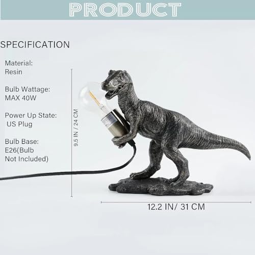 GY Dinosaur Animal Table Lamp Modern Animal Shape Table Lamp Vintage Resin Lighting Perfect for Bedroom, Living Room, Office, College Dorm