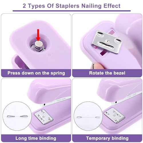 17 in 1 Purple Desk Organizers and Accessories Set, 3 Office Desk Supplies Storage Organization, 4 Pens, Stapler, Staples & Remover, Tape & Dispenser, Scissors, Ruler, Clips, Hole Punch Back to School