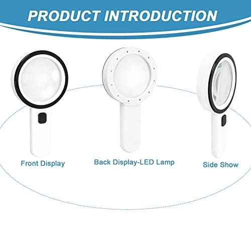 Magnifying Glass with 12 LED Lights, 30X Double Glass Lens Handheld Illuminated Magnifier Reading Magnifying Glass with for Seniors Read, Coins, Stamps, Map, Inspection, Macular Degeneration