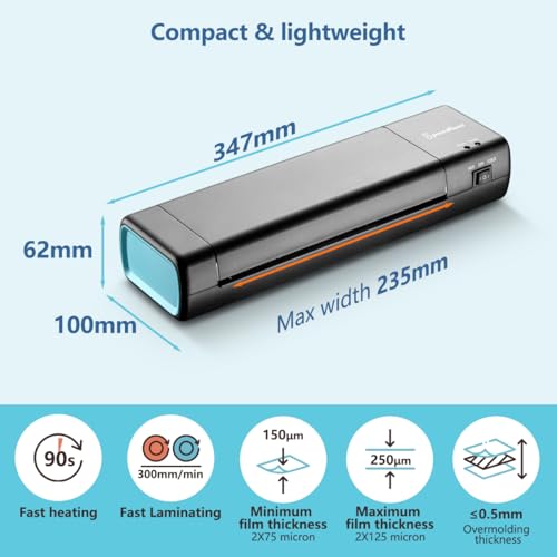 90 Seconds Fast preheat,SpeedLami 4 in 1 Laminator Machine,Home laminator,A4 Laminating Machine Hot & Cold with Paper Trimmer & Corner Rounder,9 Inch Thermal Laminator Machine for Home Office