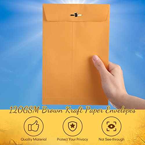 300 Pcs 6 x 9 Manilla Envelopes Clasp Kraft Catalog Envelope with Clasps Closure for Storing Mailing 28 lb Kraft Paper for Office Document Business School(Yellow)